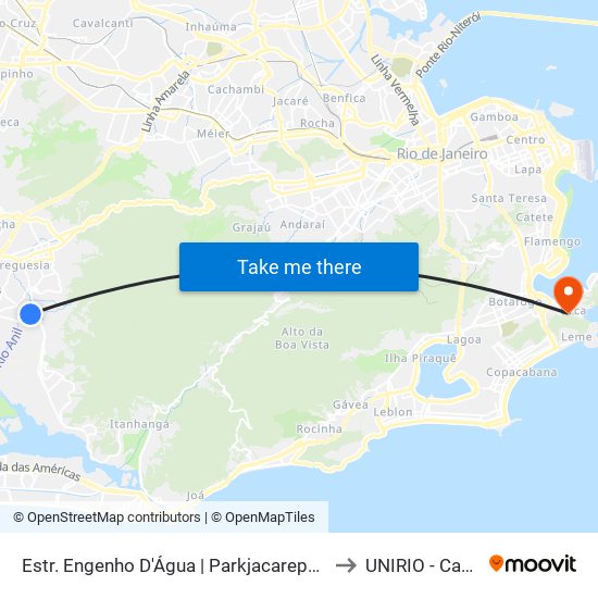 Estr. Engenho D'Água | Parkjacarepaguá (Acesso 2) to UNIRIO - Campus V map