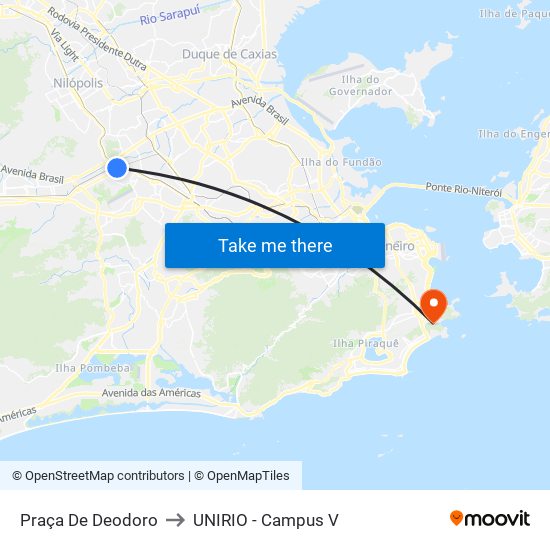 Praça De Deodoro to UNIRIO - Campus V map