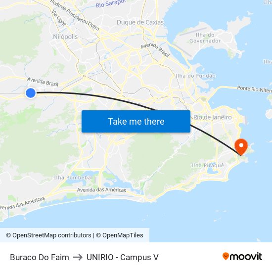 Buraco Do Faim to UNIRIO - Campus V map