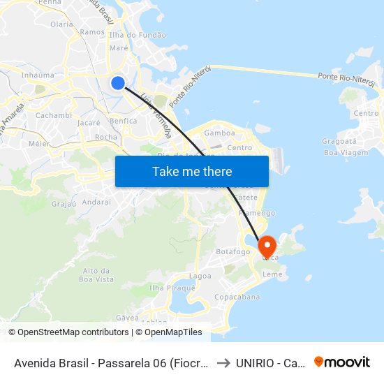 Avenida Brasil - Passarela 06 (Fiocruz | Vila Do João) to UNIRIO - Campus V map