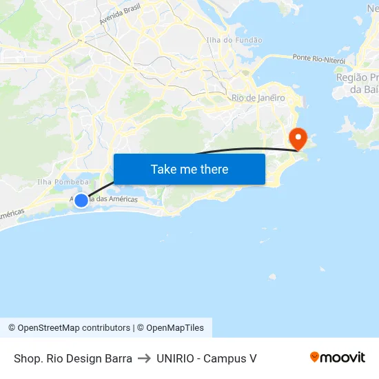 Shop. Rio Design Barra to UNIRIO - Campus V map