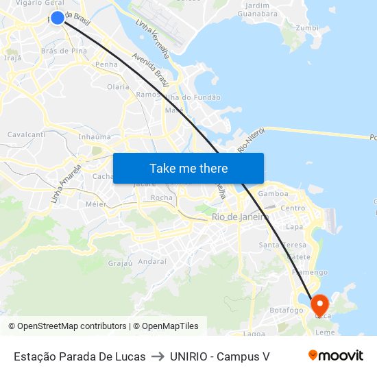 Estação Parada De Lucas to UNIRIO - Campus V map