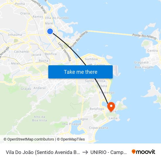 Vila Do João (Sentido Avenida Brasil) to UNIRIO - Campus V map