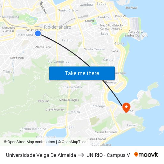 Universidade Veiga De Almeida to UNIRIO - Campus V map