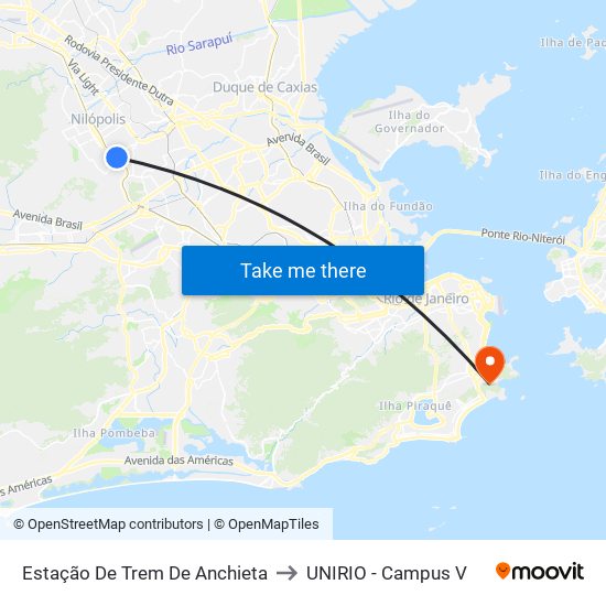 Estação De Trem De Anchieta to UNIRIO - Campus V map