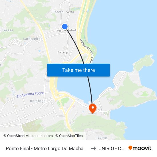 Ponto Final - Metrô Largo Do Machado (Linhas 133 E 507) to UNIRIO - Campus V map