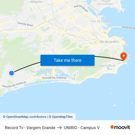 Record Tv - Vargem Grande to UNIRIO - Campus V map