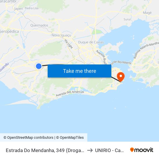 Estrada Do Mendanha, 349 (Drogaria Pacheco) to UNIRIO - Campus V map