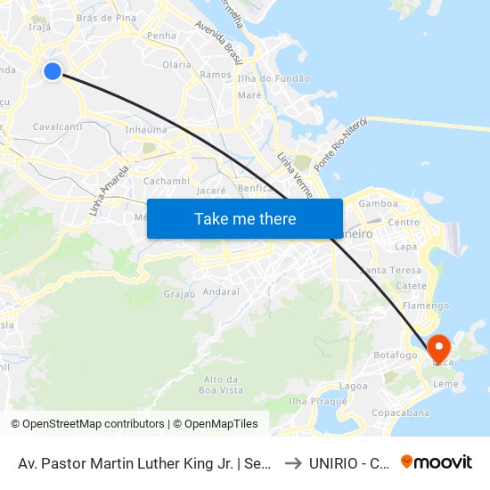 Av. Pastor Martin Luther King Jr. | Senai Vicente De Carvalho to UNIRIO - Campus V map