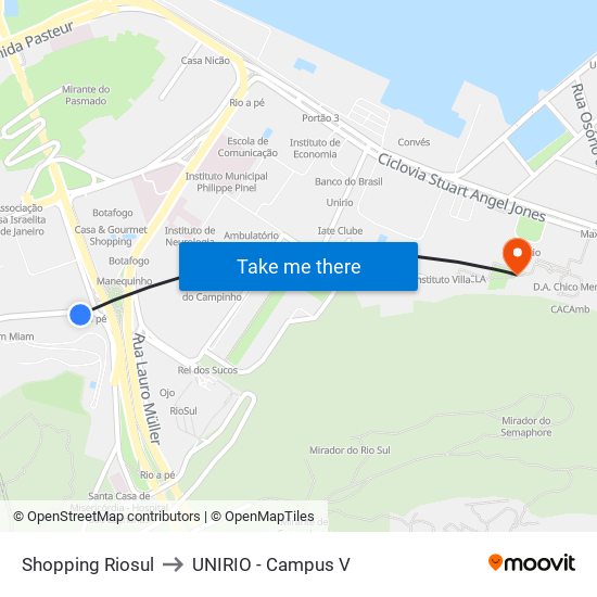 Shopping Riosul to UNIRIO - Campus V map