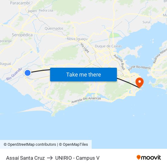 Assaí Santa Cruz to UNIRIO - Campus V map