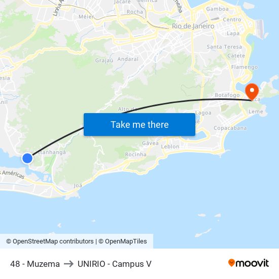 48 - Muzema to UNIRIO - Campus V map