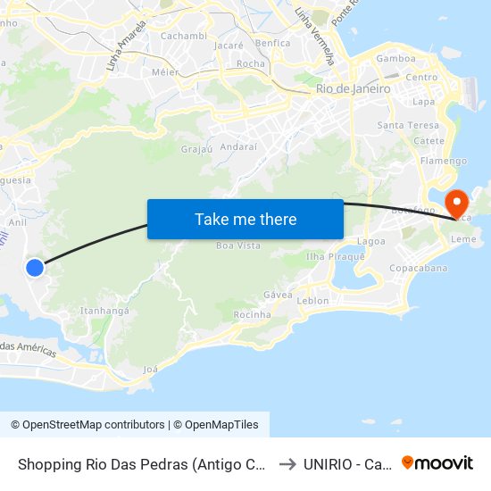 Shopping Rio Das Pedras (Antigo Castelo Das Pedras) to UNIRIO - Campus V map