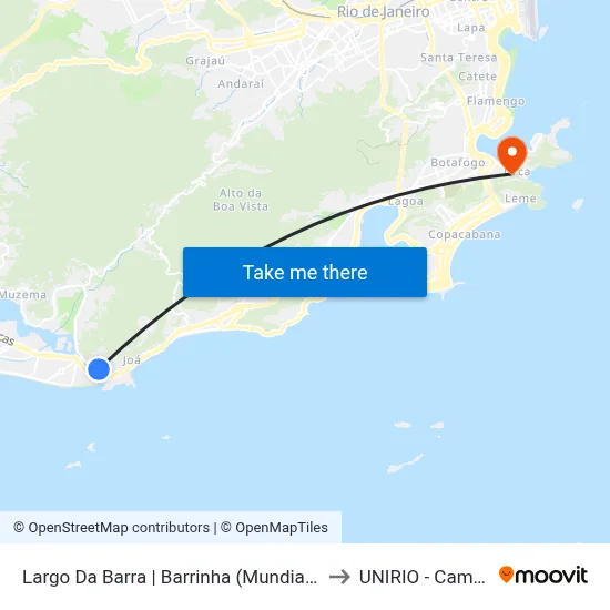 Largo Da Barra | Barrinha (Mundial / 16° Dp) to UNIRIO - Campus V map