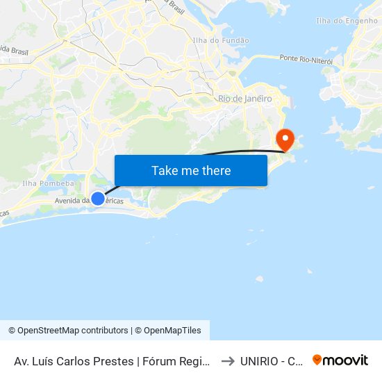 Av. Luís Carlos Prestes | Fórum Regional Da Barra Da Tijuca to UNIRIO - Campus V map