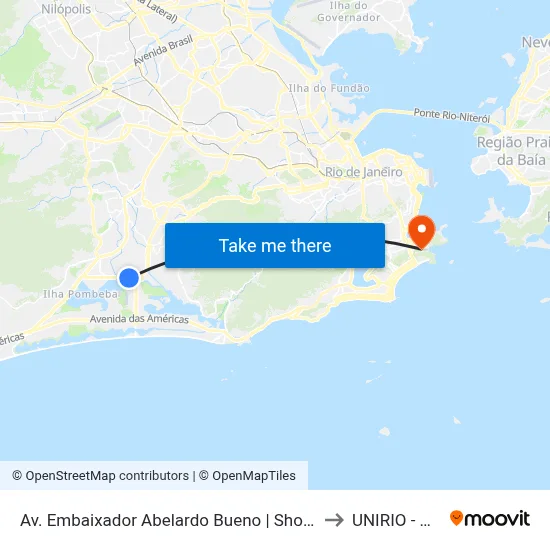 Av. Embaixador Abelardo Bueno | Shopping Metropolitano Barra to UNIRIO - Campus V map