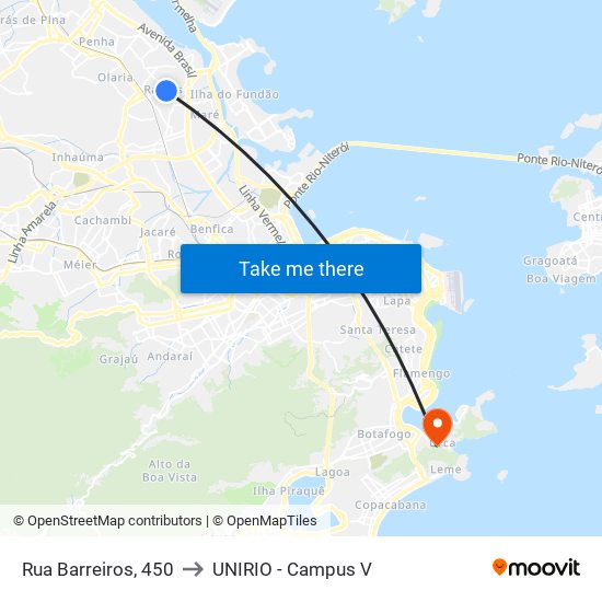 Rua Barreiros, 450 to UNIRIO - Campus V map