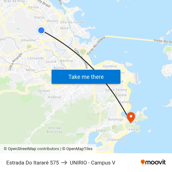 Estrada Do Itararé 575 to UNIRIO - Campus V map