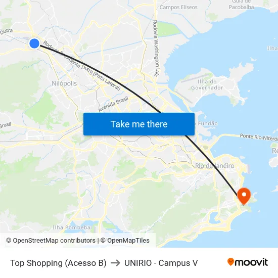 Top Shopping (Acesso B) to UNIRIO - Campus V map