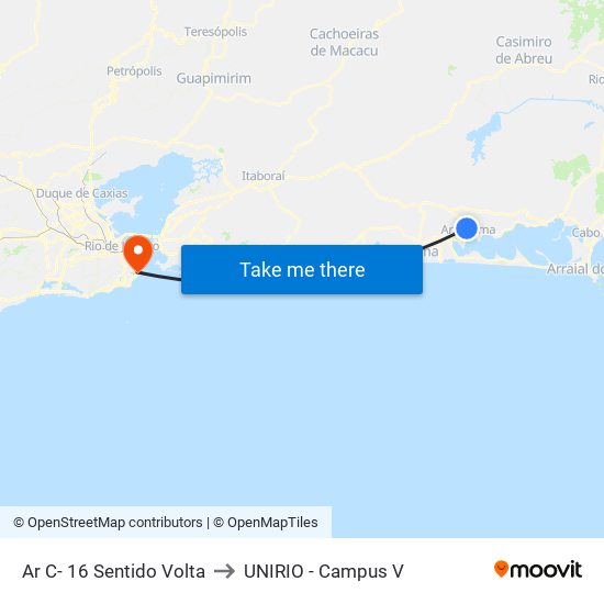 Ar C- 16 Sentido Volta to UNIRIO - Campus V map
