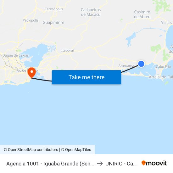 Agência 1001 - Iguaba Grande (Sentido Cabo Frio) to UNIRIO - Campus V map