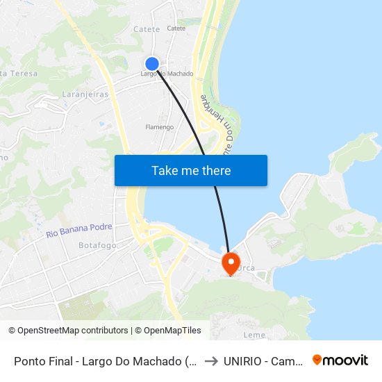 Ponto Final - Largo Do Machado (Rio Total) to UNIRIO - Campus V map