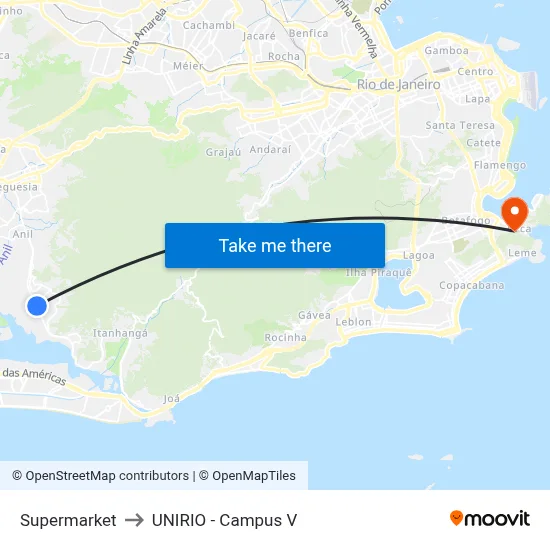 Supermarket to UNIRIO - Campus V map