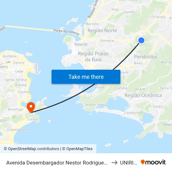 Avenida Desembargador Nestor Rodrigues Perlingeiro 982 Santa Bárbara Niterói - Rio De Janeiro 21141 Brasil to UNIRIO - Campus V map