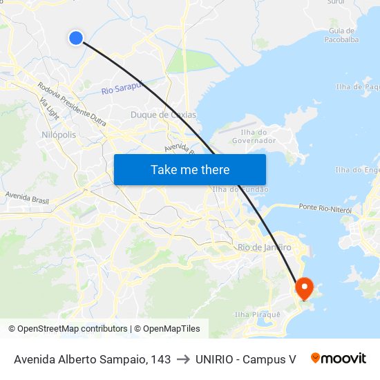 Avenida Alberto Sampaio, 143 to UNIRIO - Campus V map