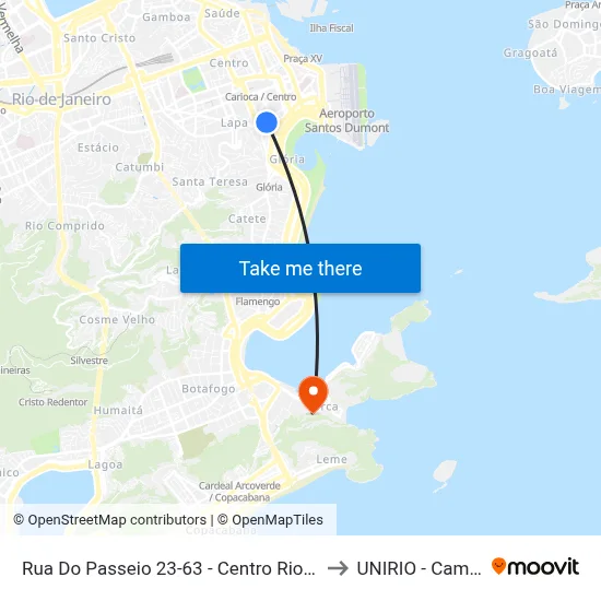 Rua Do Passeio 23-63 - Centro Rio De Janeiro to UNIRIO - Campus V map