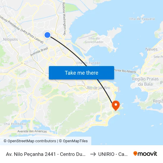 Av. Nilo Peçanha 2441 - Centro Duque De Caxias to UNIRIO - Campus V map