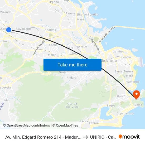 Av. Min. Edgard Romero 214 - Madureira Rio De Janeiro to UNIRIO - Campus V map