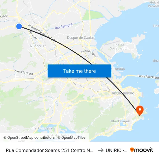 Rua Comendador Soares 251 Centro Nova Iguaçu - Rio De Janeiro 26255 Brasil to UNIRIO - Campus V map