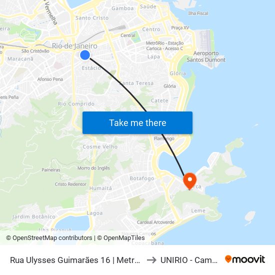 Rua Ulysses Guimarães 16 | Metrô Estácio to UNIRIO - Campus V map