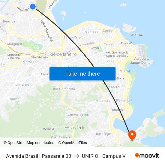 Avenida Brasil | Passarela 03 to UNIRIO - Campus V map