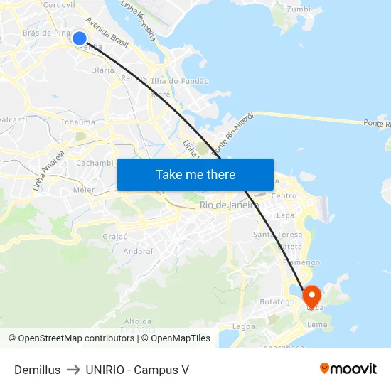 Demillus to UNIRIO - Campus V map