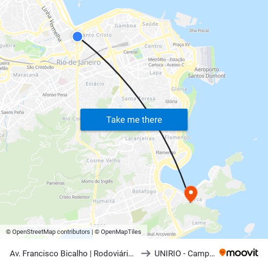 Av. Francisco Bicalho | Rodoviária Do Rio to UNIRIO - Campus V map