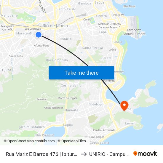 Rua Mariz E Barros 476 | Ibituruna to UNIRIO - Campus V map