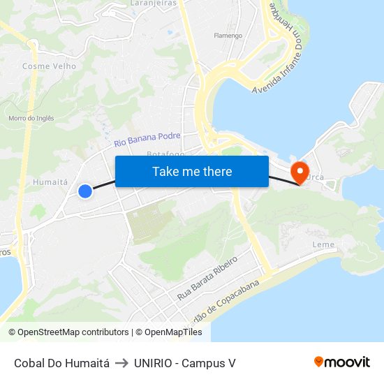 Cobal Do Humaitá to UNIRIO - Campus V map