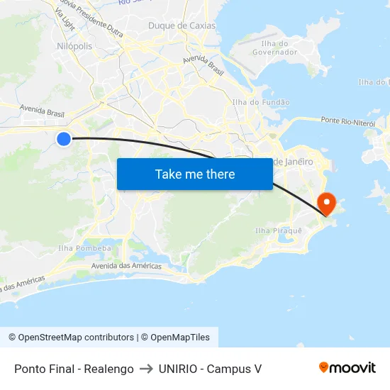 Ponto Final - Realengo to UNIRIO - Campus V map