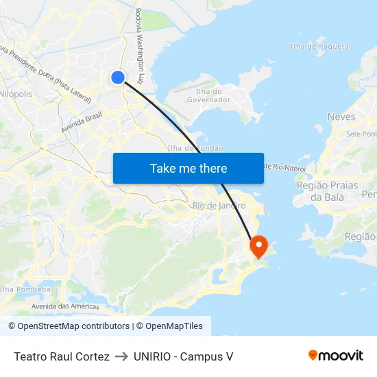 Teatro Raul Cortez to UNIRIO - Campus V map