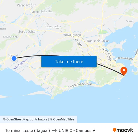 Terminal Leste (Itaguaí) to UNIRIO - Campus V map