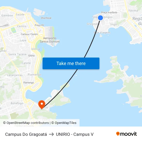 Campus Do Gragoatá to UNIRIO - Campus V map