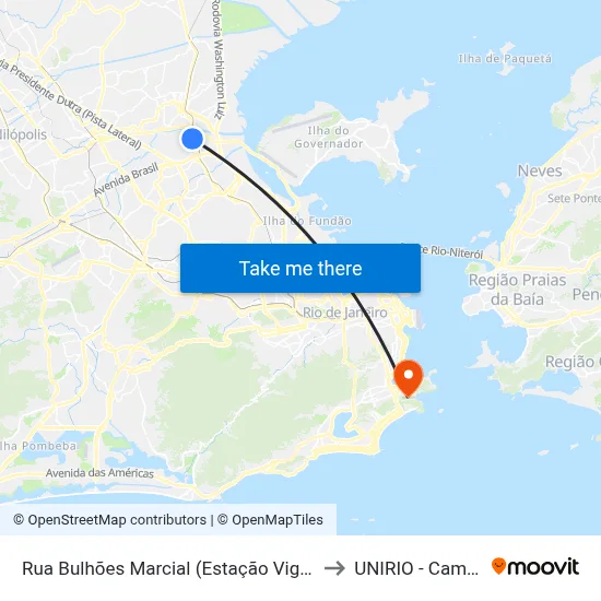 Rua Bulhões Marcial (Estação Vigário Geral) to UNIRIO - Campus V map