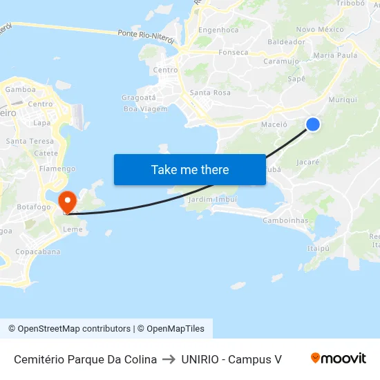 Cemitério Parque Da Colina to UNIRIO - Campus V map