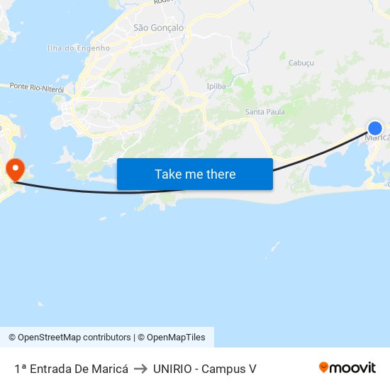 1ª Entrada De Maricá to UNIRIO - Campus V map