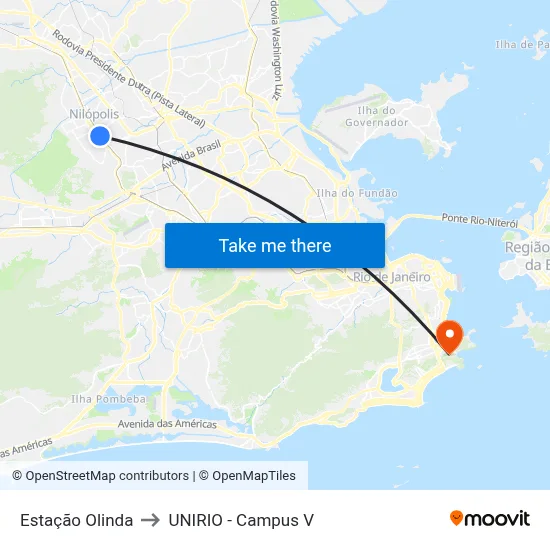 Estação Olinda to UNIRIO - Campus V map