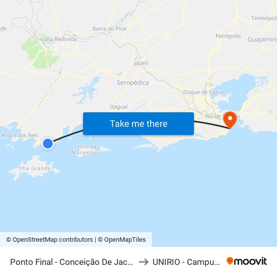 Ponto Final - Conceição De Jacareí to UNIRIO - Campus V map