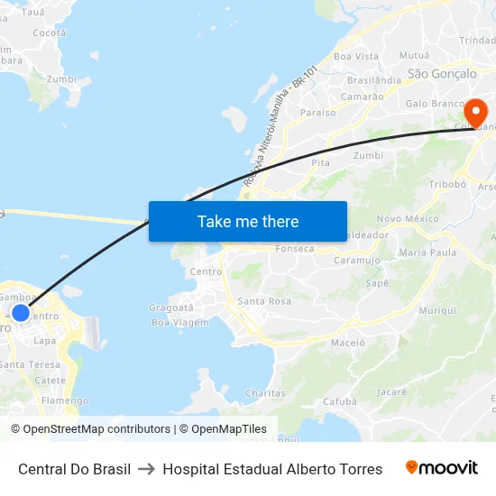 Central Do Brasil to Hospital Estadual Alberto Torres map
