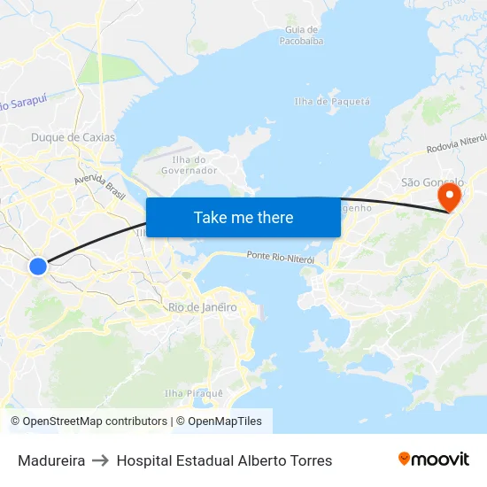 Madureira to Hospital Estadual Alberto Torres map